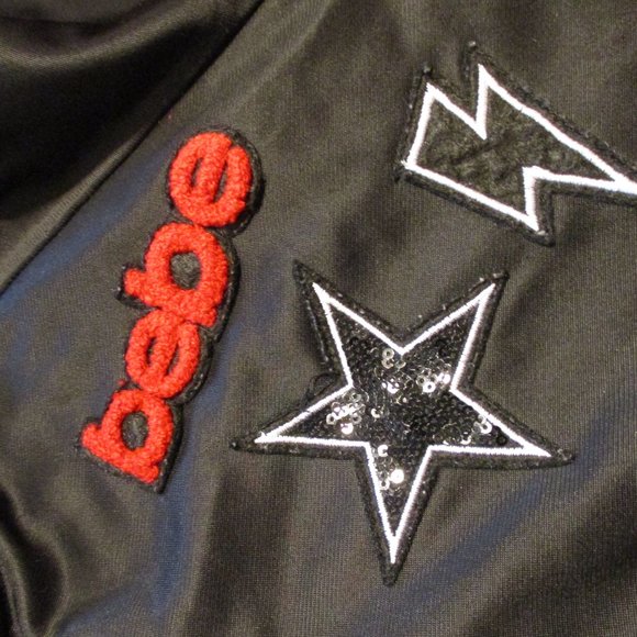 BEBE Sport Woman Large Black Red White Full Zip Pockets Long Sleeve Jacket - Picture 3 of 7